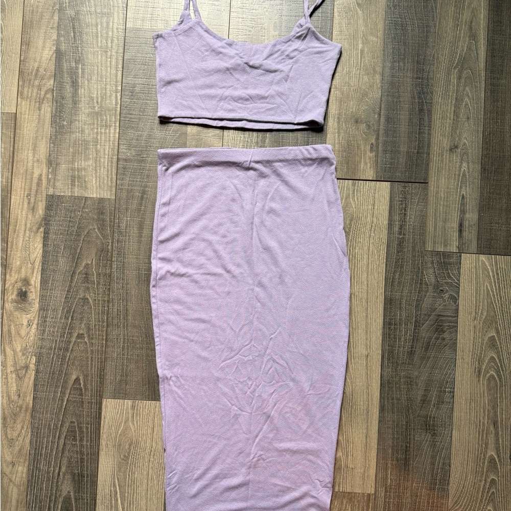 Naked Wardrobe Purple Maxi Pencil Skirt Set
